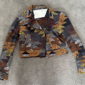 Lularoe Presley Moto Jacket Stylish Multicolor Geometric Women's Small